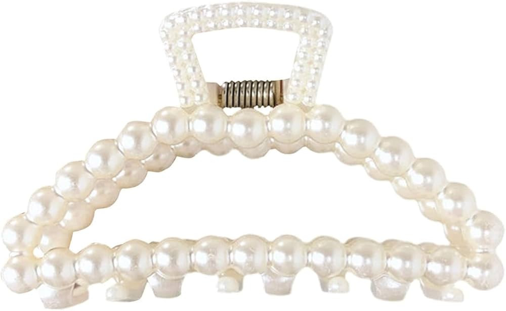 White Pearl Hair Claw Clip for Thick Thin Hair, Fashion Hair Accessories Headwear Styling Tools f... | Amazon (US)