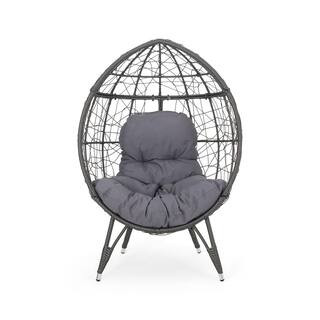 Noble House Gavilan Grey Fabric Removable Cushions Egg Chair-70326 - The Home Depot | The Home Depot
