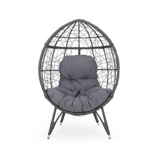 Noble House Gavilan Grey Fabric Removable Cushions Egg Chair-70326 - The Home Depot | The Home Depot