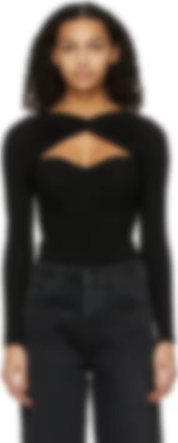 Black Jersey Boning Bodysuit | SSENSE
