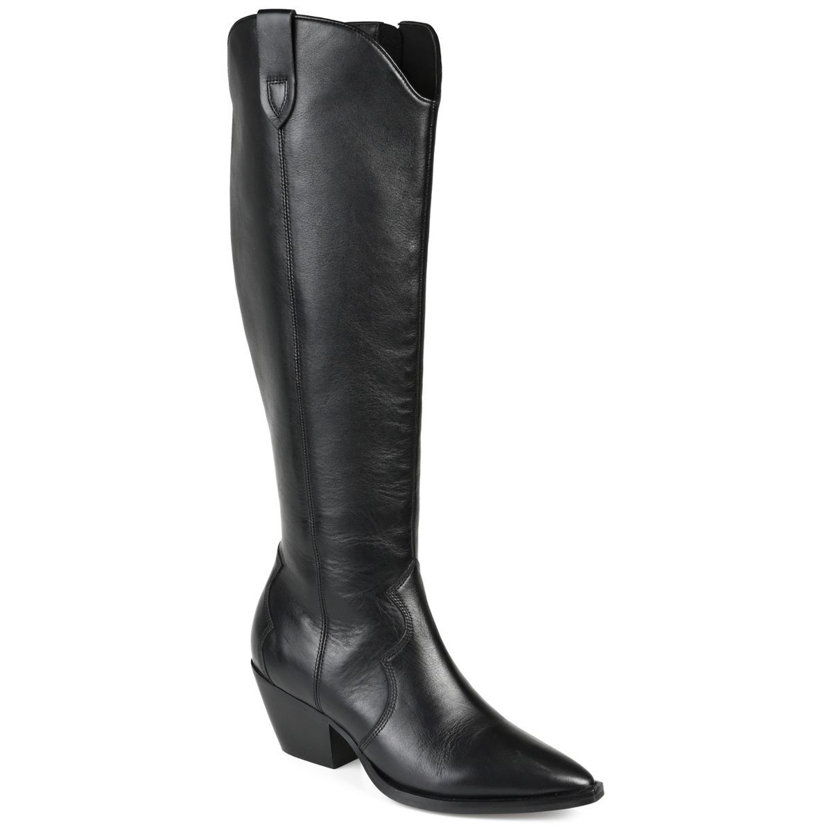 Journee Signature Womens Genuine Leather Pryse Almond Toe Pull On Knee High Boots | Target