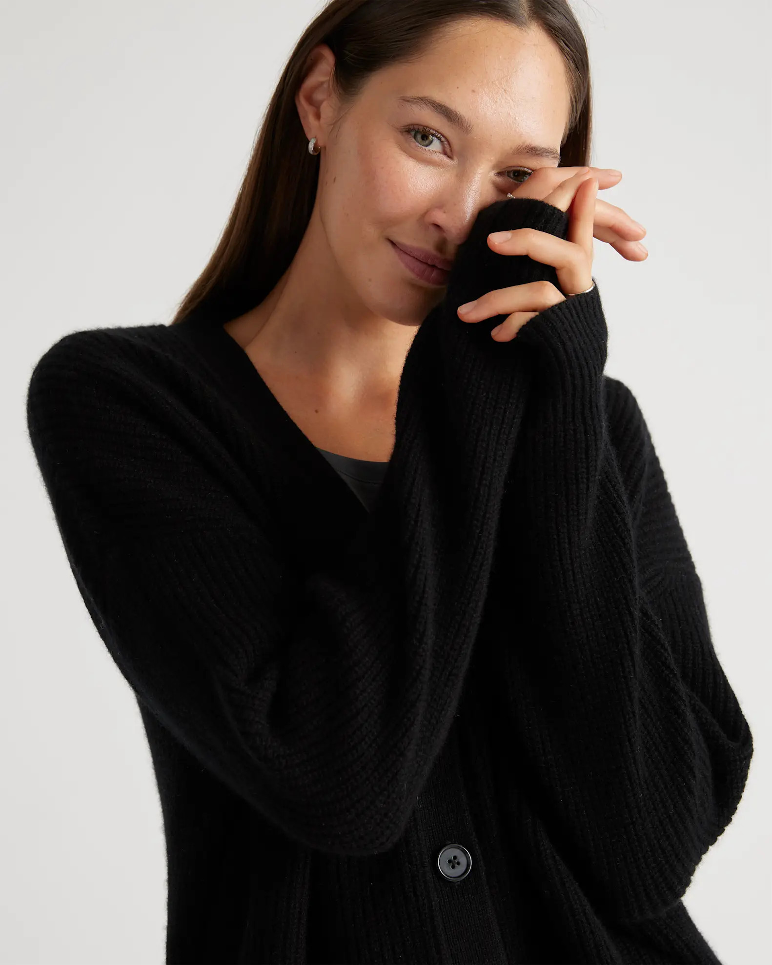 Mongolian Cashmere Fisherman Cropped Cardigan Sweater | Quince