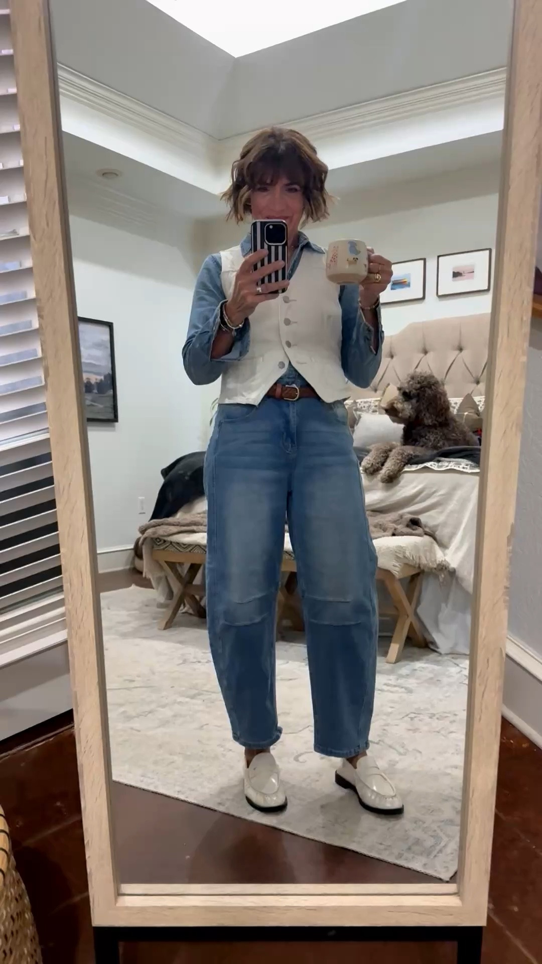 OOTD! Barrel jeans, denim top, vest and loafers. 

#LTKOver40 #LTKootd