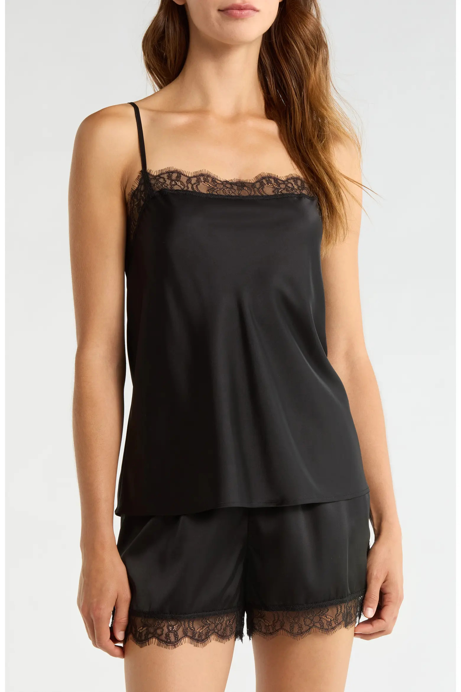Scalloped Lace Trim Square Neck Satin Camisole (Women) | Nordstrom | Nordstrom