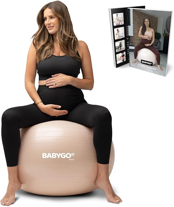 BABYGO Birthing Ball - Pregnancy Yoga Labor & Exercise Ball & Book Set Trimester Targeting, Mater... | Amazon (US)