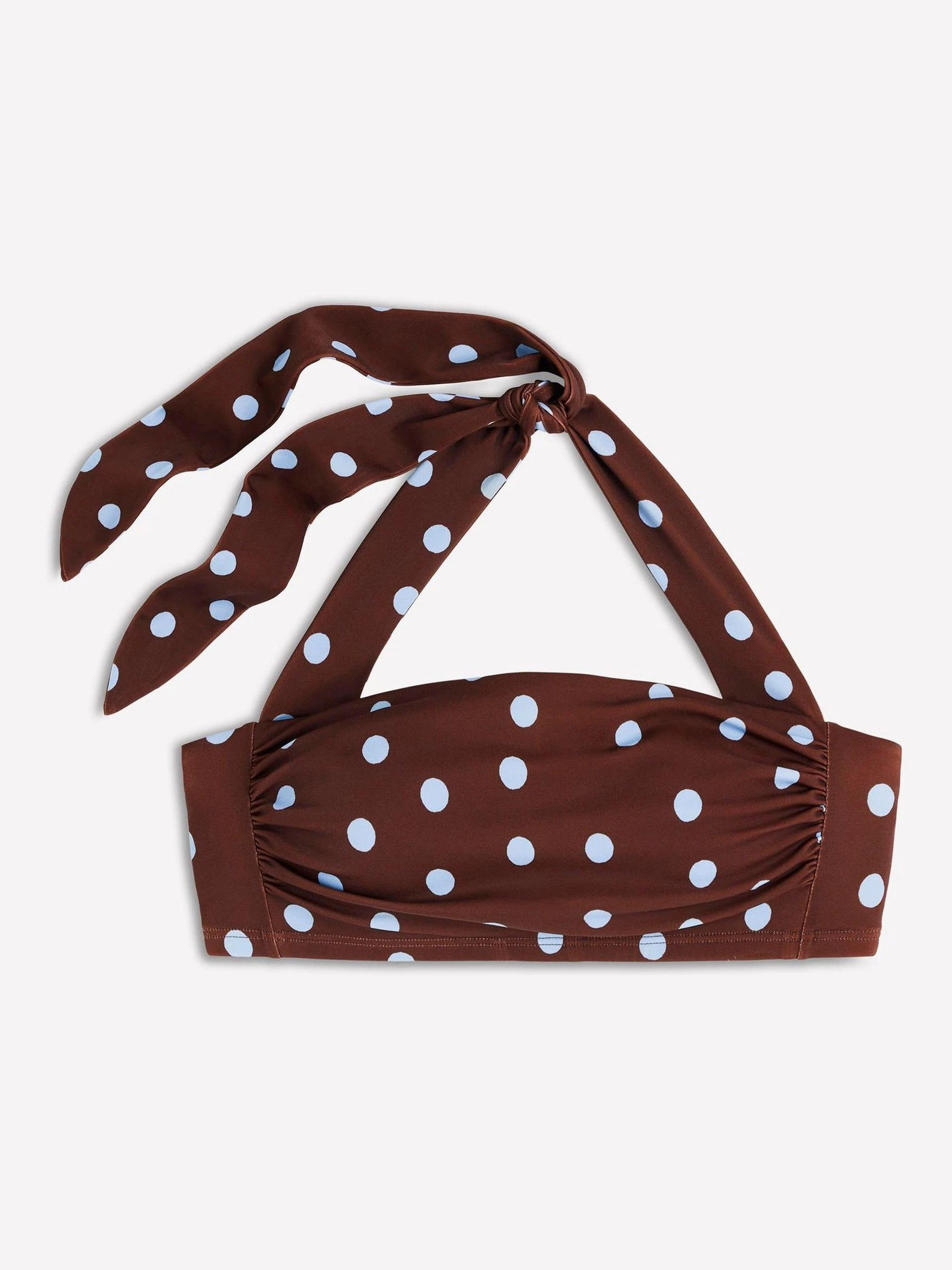 Boden Boden Brown/Blue Spot Kythira Ruched Bikini Top | Next US