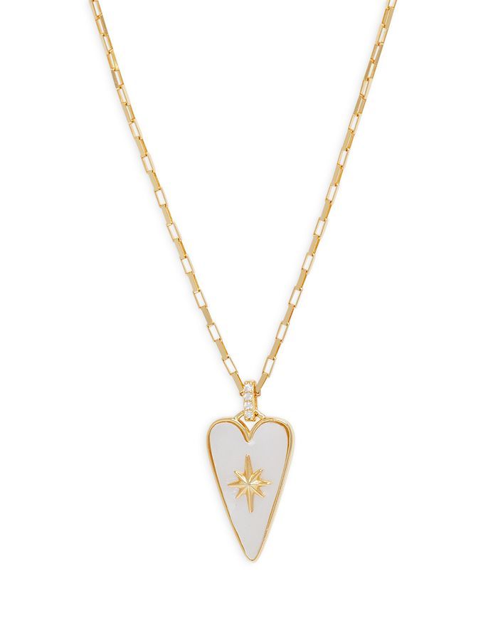 Argento Vivo Pav&eacute; & Mother of Pearl Starburst Heart Pendant Necklace in 14K Gold Plated St... | Bloomingdale's (US)