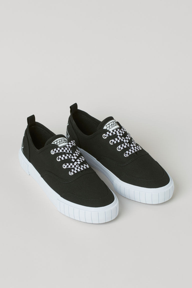 H & M - Low Profile Canvas Sneakers - Black | H&M (US + CA)