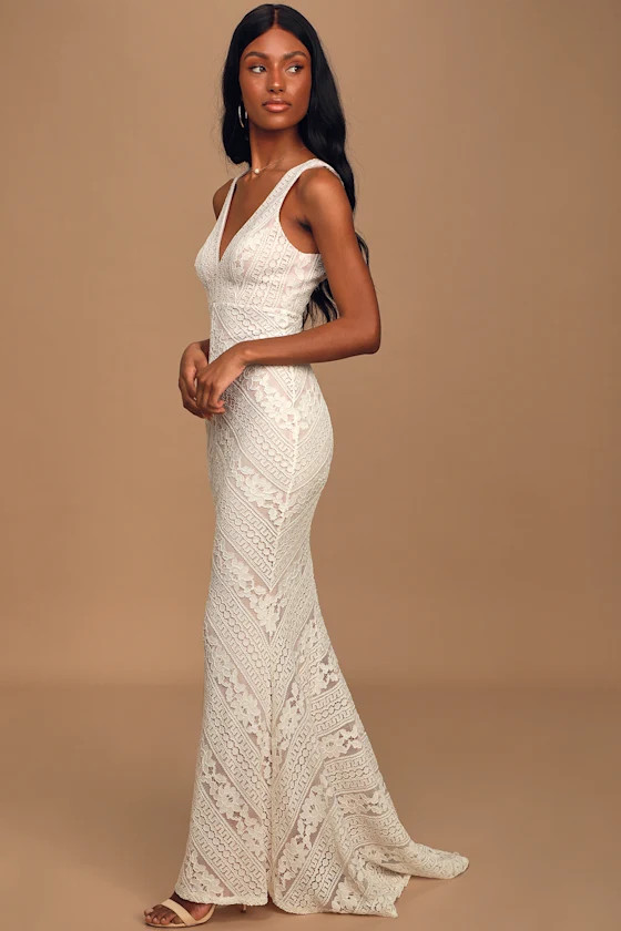 Alianna White Lace Mermaid Maxi Dress | Lulus (US)