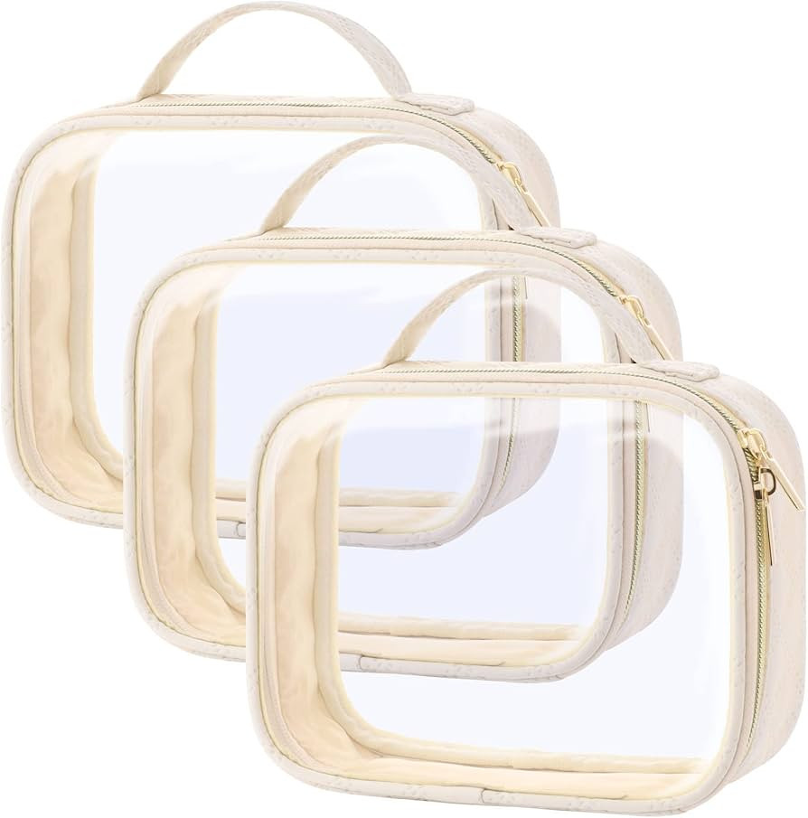 PACKISM TSA Approved Toiletry Bag, 3 Pack Clear Makeup Bags with Handle Large Opening, Clear Toil... | Amazon (US)