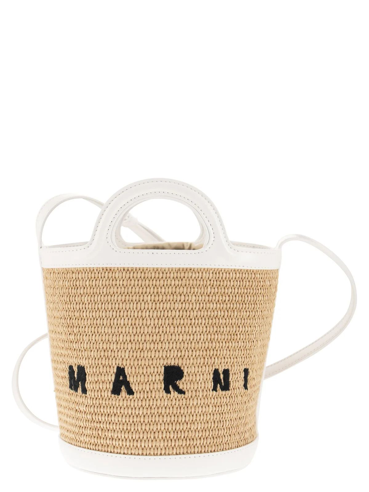 Marni Logo-Embroidered Drawstring Woven Bucket Bag | Cettire Global
