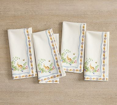 Botanical Bunny Cotton Napkins - Set of 4 | Pottery Barn (US)