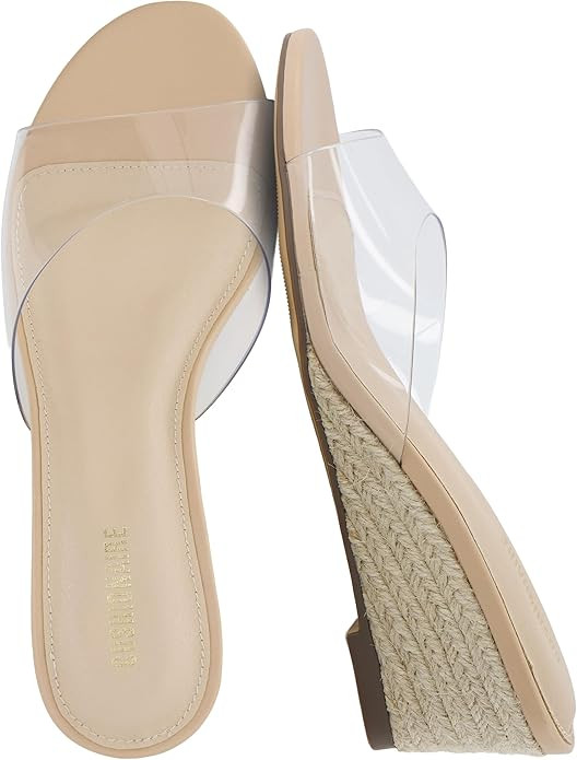 CUSHIONAIRE Brit Dress Wedge Sandals for Women, Clear Slip-On Espadrille Heels with Soft Memory F... | Amazon (US)