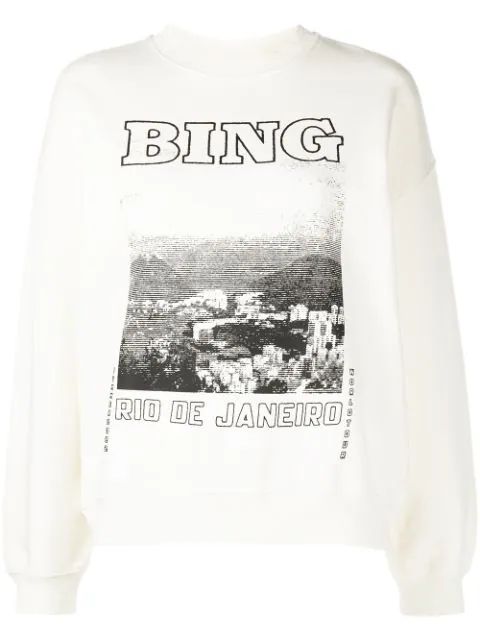 ANINE BING Jaci graphic-print Sweatshirt - Farfetch | Farfetch Global