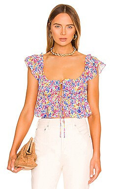 For Love & Lemons Sasha Crop Top in Blue from Revolve.com | Revolve Clothing (Global)
