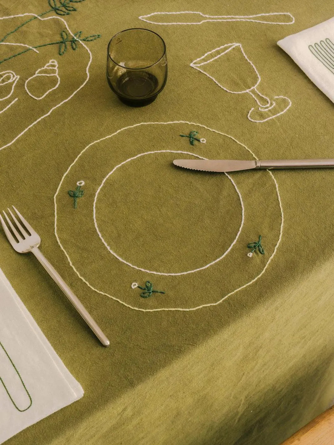 Handmade Embroidered Linen Tablecloth: Vintage Cottagecore Floral Design, Rustic Farmhouse Decor | Etsy (US)