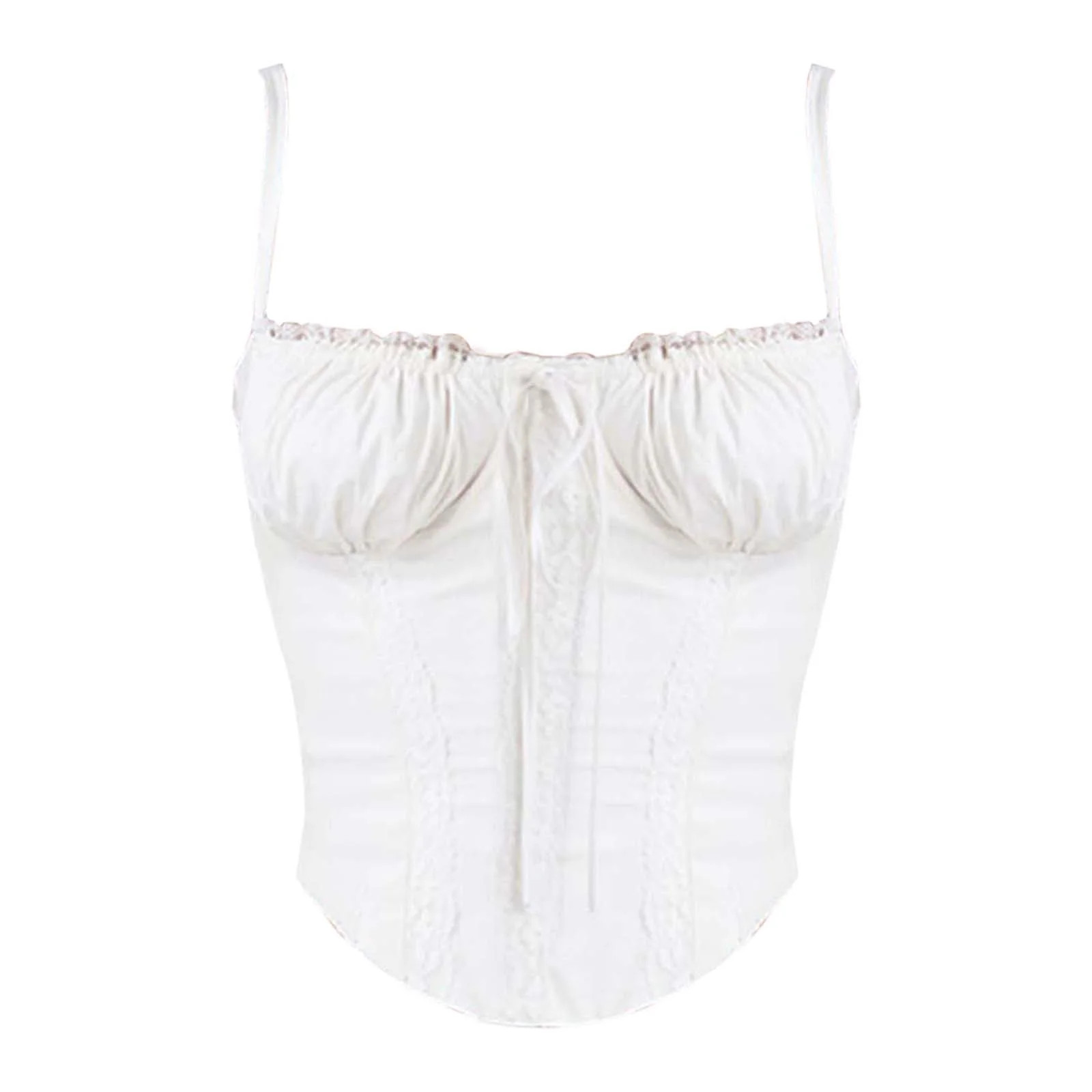 SNKSDGM Female Spaghetti Strap Tank Top Flowy Womens White Tank Tops for Layering Long Lace Trim ... | Walmart (US)