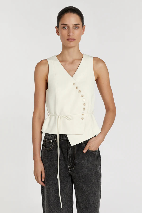 CELINE CREAM ASYMMETRICAL TOP | DISSH