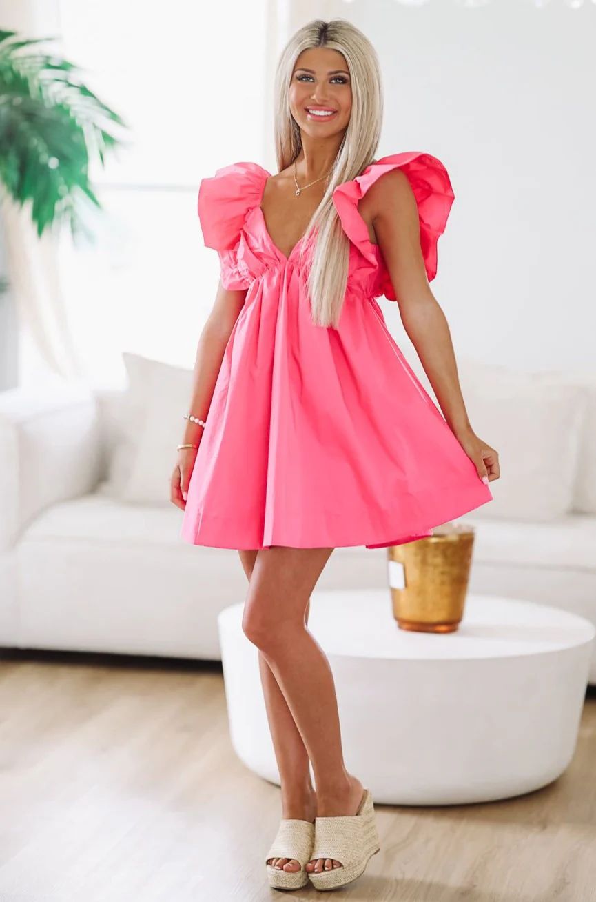 To Be Loved By You Babydoll Dress - Hot Pink | Hazel and Olive