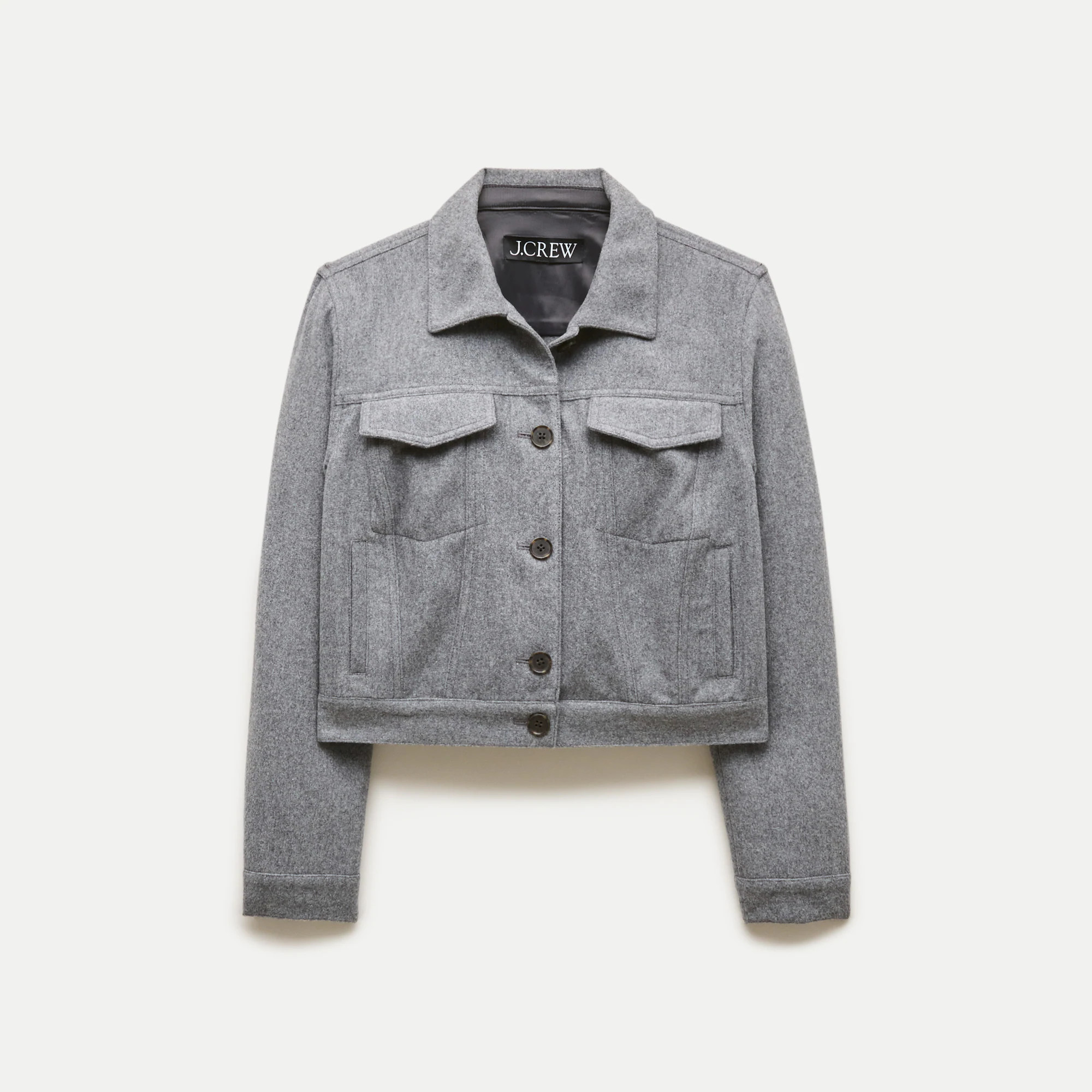 Cropped jacket in wool-blend flannel | J. Crew US