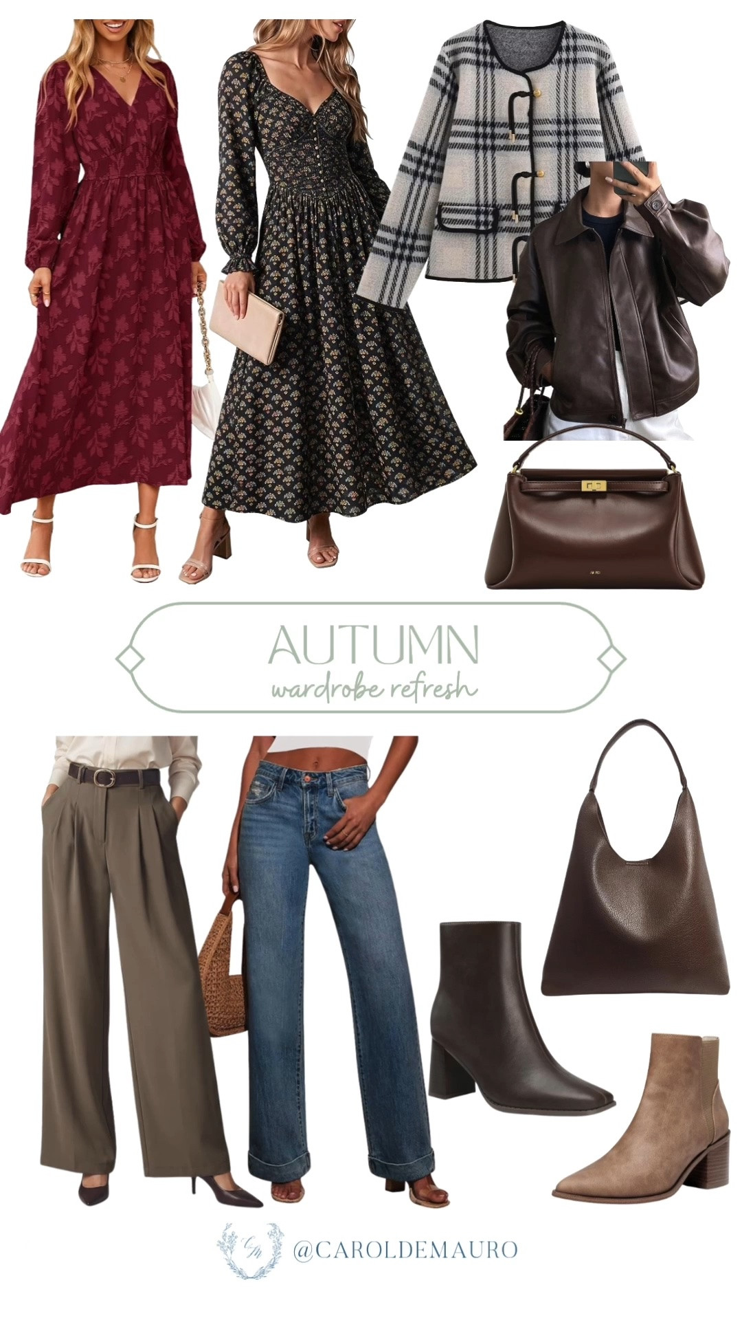 These are the pieces I'm adding to my closet this season! Rich florals, a leather jacket, and the coziest boots make refreshing your wardrobe for fall so easy.

autumn wardrobe, fall fashion, leather jacket, floral dress, wide leg pants, fall boots, hobo bag, women's fall style

#LTKootd #LTKSeasonal #LTKSwim