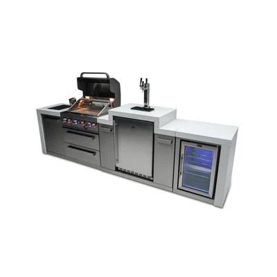 Mont Alpi 130"w Stainless Steel Deluxe Modular Outdoor Kitchen Island With Refrigerator + 3 Tap Kegerator Beer Dispenser + 32"w 4-burner Bbq Grill + S | Wayfair North America