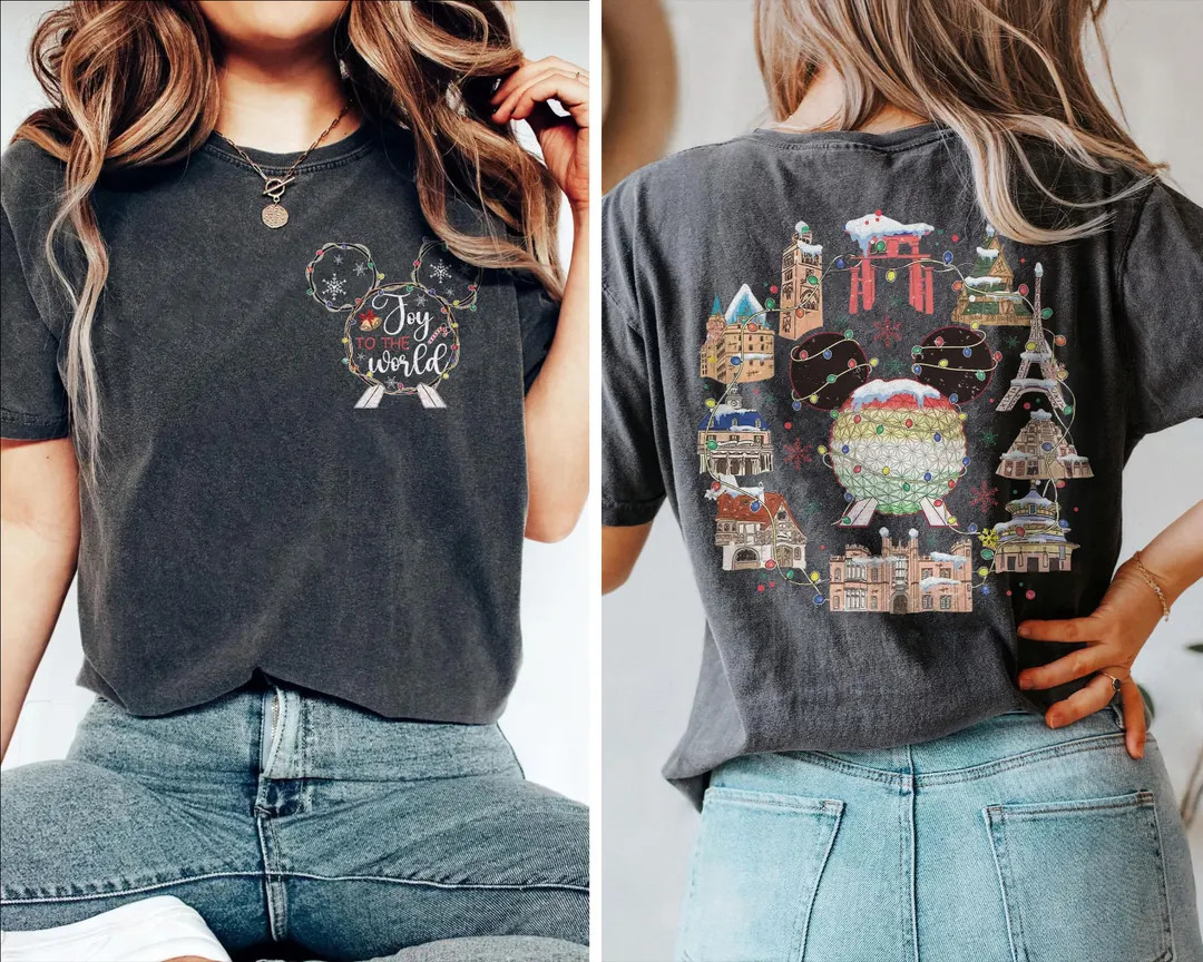 Retro Joy To The World Disney Christmas Shirt, Epcot Christmas Shirt, Mickey's Very Merry Christm... | Etsy (US)