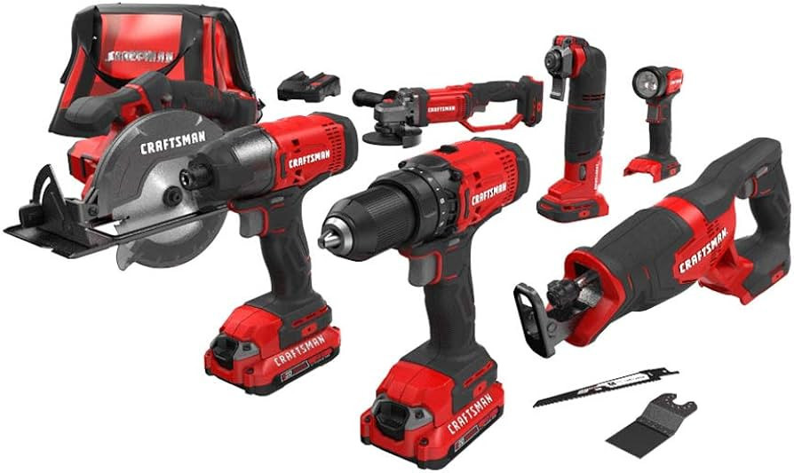 CRAFTSMAN V20 Cordless Drill Combo Kit, 7 Tool (CMCK700D2) | Amazon (US)