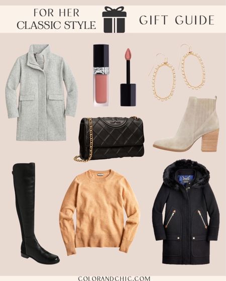 Gift guide for her classic style! Loving all of these classic and timeless items including my J.Crew cashmere sweater, suede booties, Dior lipstick, J.Crew cocoon coat and more! Perfect investment pieces for your mother, sister, best friend and more!

#LTKstyletip #LTKGiftGuide