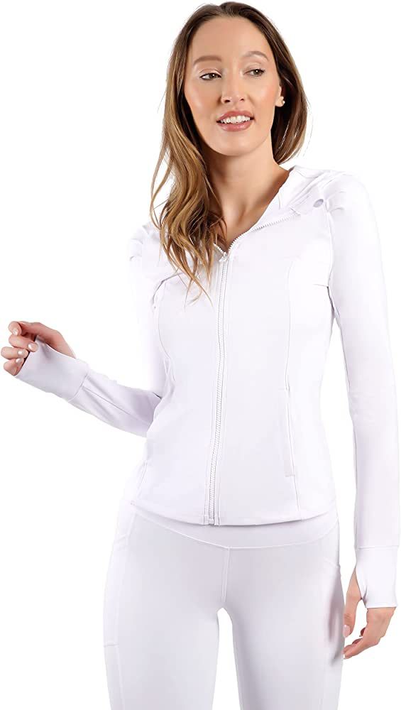 Yogalicious Lightweight Full-Zip Hooded Workout Jacket with Thumbholes | Amazon (US)