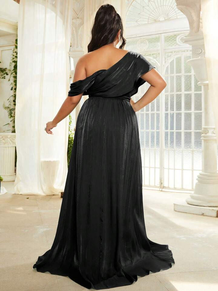 seomiscky Plus One Shoulder Ruched Party Dress | SHEIN