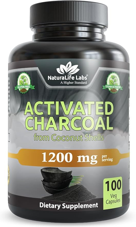 NaturaLife Labs Activated Charcoal 1200 mg per Serving – from Coconut Shells – 100 Veg Capsul... | Amazon (US)