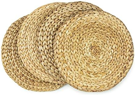 Benson Mills Water Hyacinth Braided Round Placemat Set of 4 (Natural - Extra Fine Weave, 13.5" Ro... | Amazon (US)