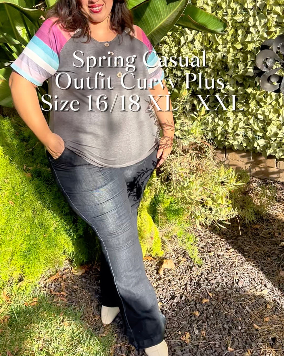 Hola Bebes! Spring casual Outfit Idea 

Always love a good basic tee and jeans fit paired it with my fav bootie and bag and I feel so comfy and good get into it 👌

Wearing XL top and size 16 jeans 

Use my code at check out for all Ritera clothing on sale right now code: Crystal40

🔗shop the link in Bio 

#LTKFindsUnder50 #LTKMidsize #LTKPlusSize