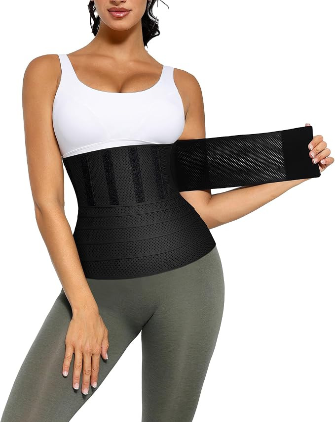 FeelinGirl Waist Trainer for Women & Men Breathable Tummy Control Waist Wrap Belt Elastic Bandage... | Amazon (US)