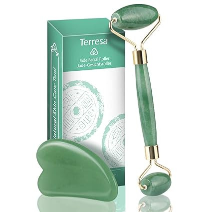 Jade Roller for Face, Terresa Facial Roller Massager with Gua Sha Scraping Tool, Eye Treatment Ro... | Amazon (US)