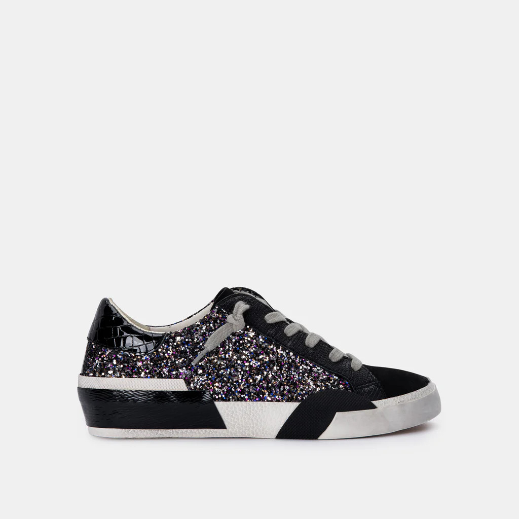 ZINA SNEAKERS BLACK METALLIC GLITTER | DolceVita.com