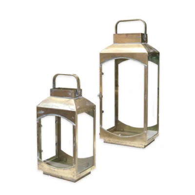 Iron Glass Metal Lantern Gold | Wayfair North America