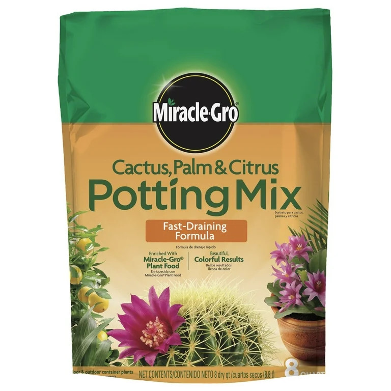 Miracle-Gro Cactus, Palm and Citrus Potting Mix, For Container Plants, 8 qt. - Walmart.com | Walmart (US)