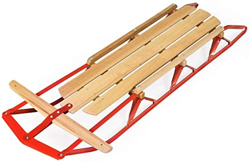 GLACER Wooden Sled, 54 Inches Snow Slider w/Metal Runners & Steering Bar, Sleigh Toboggan Pull Sled for Kids & Adults, Steel & Wood | Amazon (US)