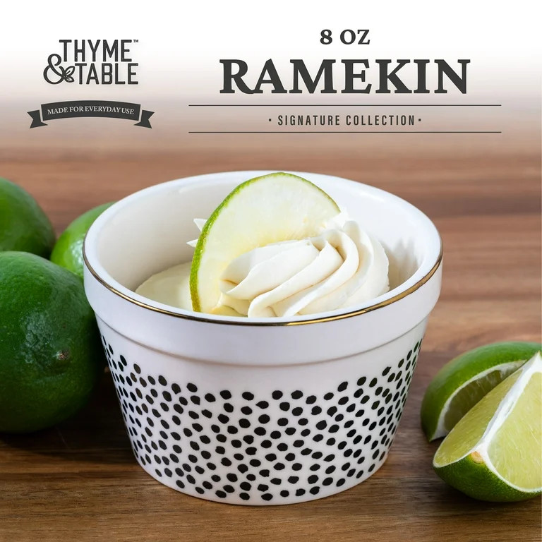 Thyme & Table Stoneware Ramekin, Black & White Dot, 6-Piece Set | Walmart (US)
