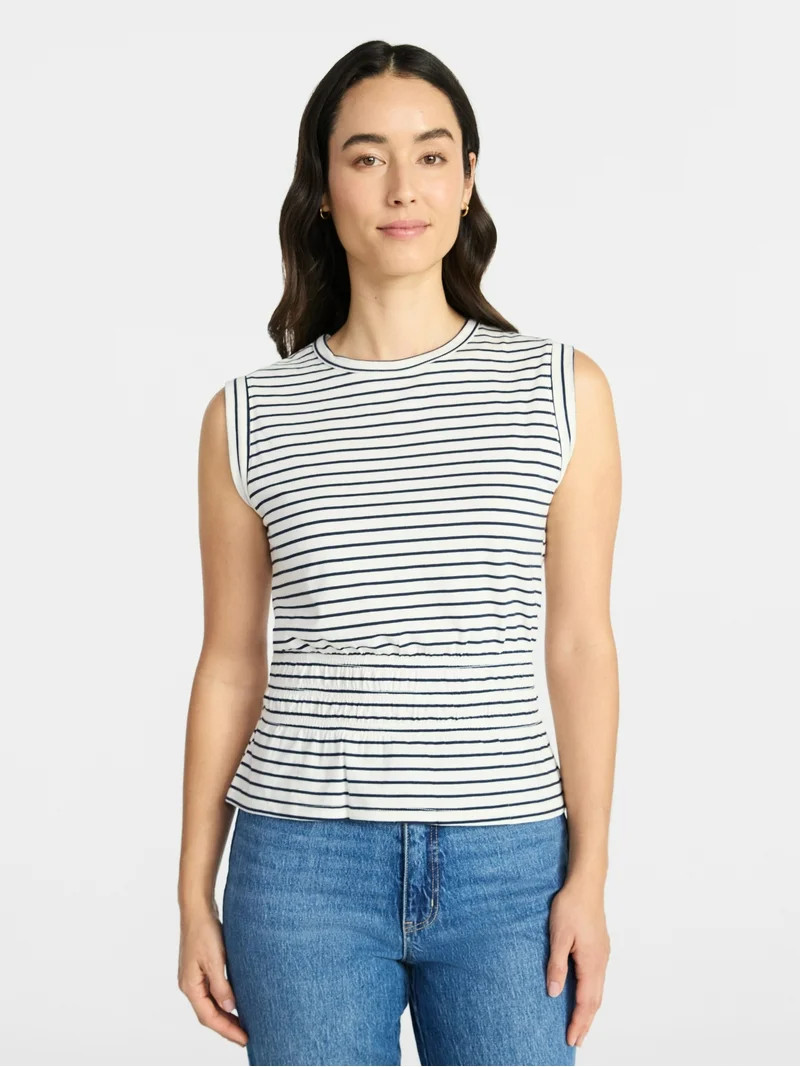 Time and Tru Women's Cotton Peplum Tank Top, Sizes XS-XXXL | Walmart (US)