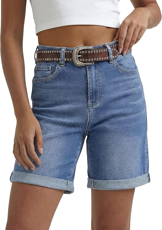 luvamia Jean Shorts for Women High Waisted Trendy Causal Summer Fold Hem Stretchy Long Denim Shor... | Amazon (US)