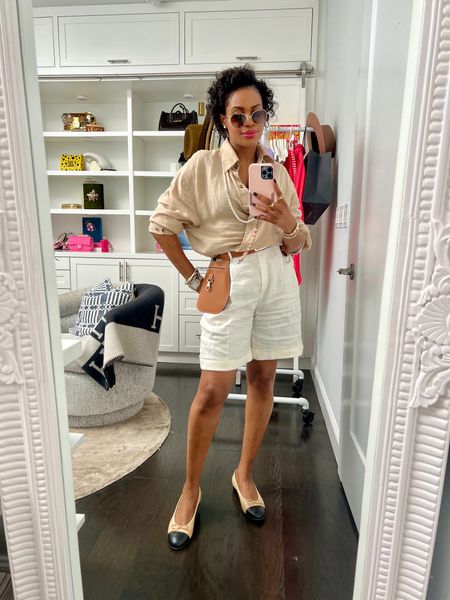 Going classic in this fabulous linen shirt and white linen shorts.

#LTKStyleTip #LTKOver40