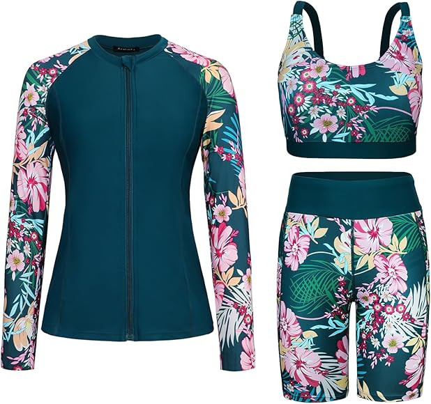 Arolina Womens Rash Guard Long Sleeve Swim Shirts Swimsuit 2025 Bathing Suit with Womens Swim Sho... | Amazon (US)