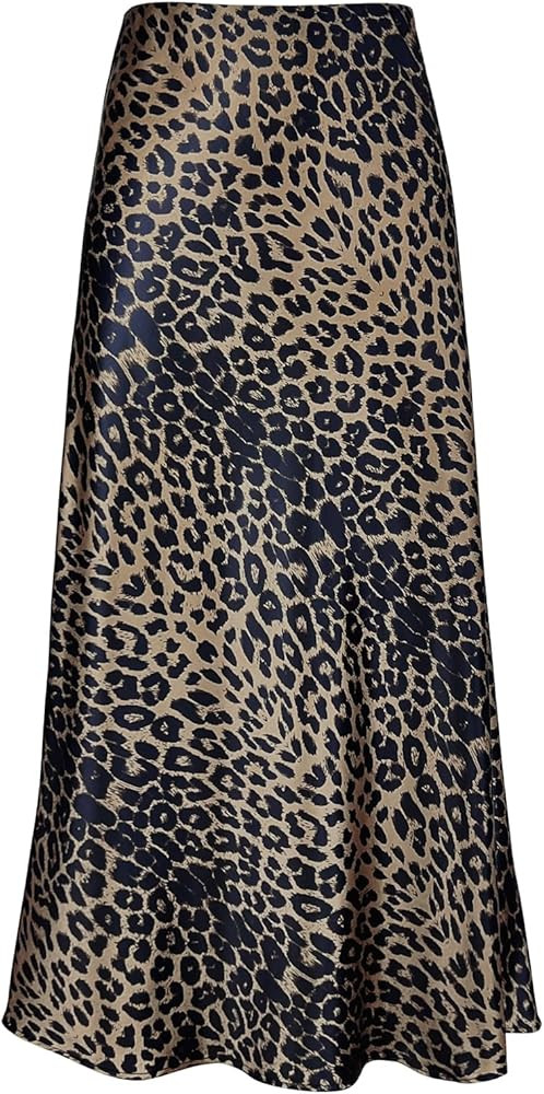 Women's Satin High Waisted Maxi Skirts Hidden Elasticized Waistband A Line Long Skirt | Amazon (US)