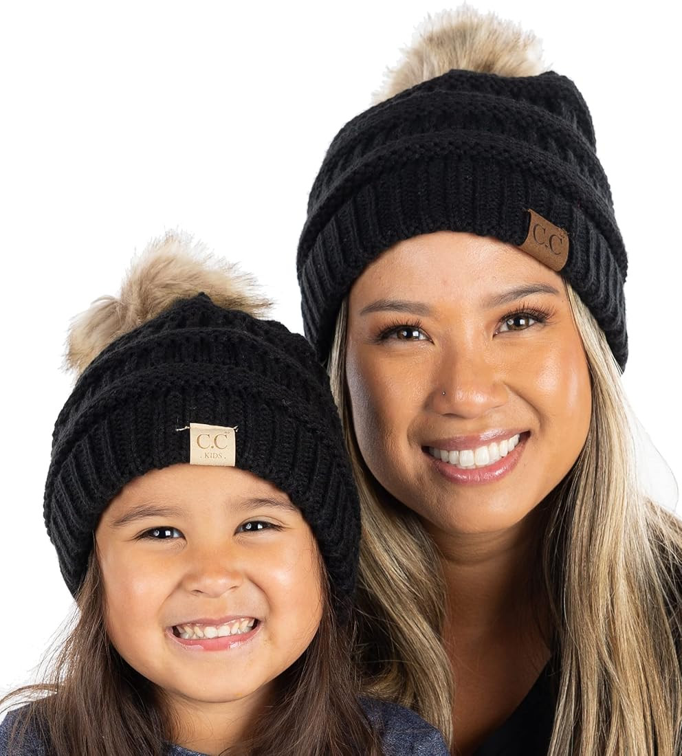 Funky Junque Mommy and Me Beanies Women Kids Toddler Infant Mom and Baby Matching Christmas Outfi... | Amazon (US)