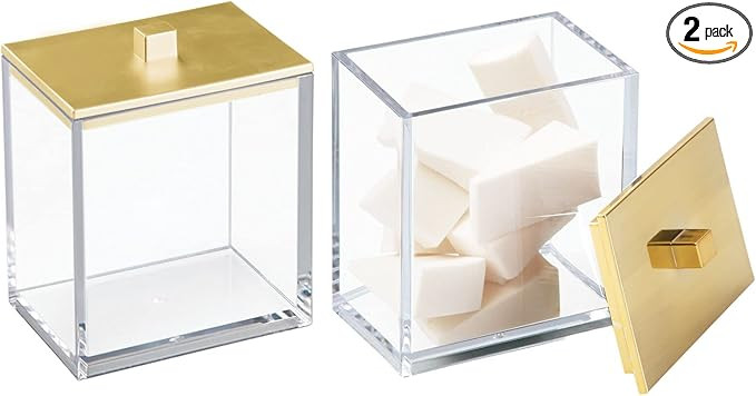 mDesign Plastic Rectangle Apothecary Canister - Organizer for Bathroom Vanity Countertop Shelf De... | Amazon (US)