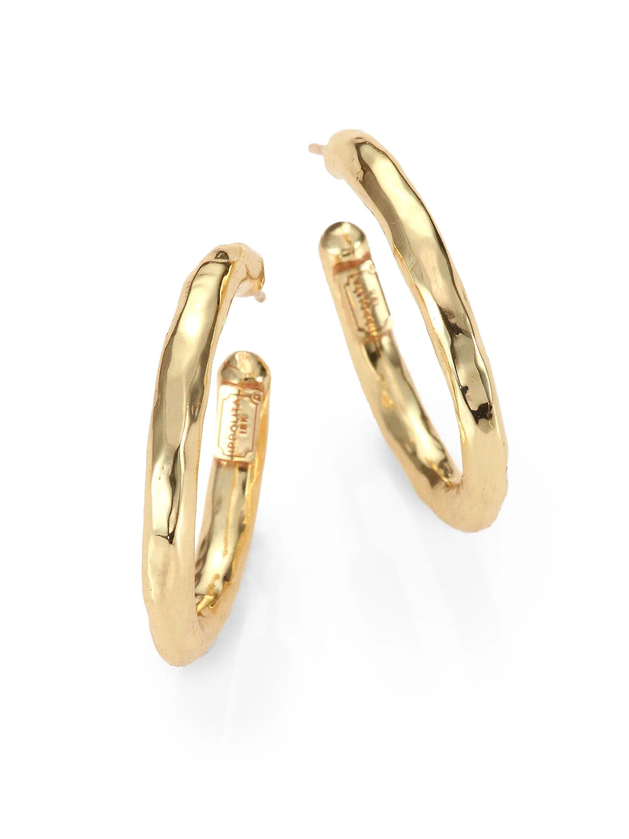 Classico Small 18K Yellow Gold Hammered Hoop Earrings | Saks Fifth Avenue
