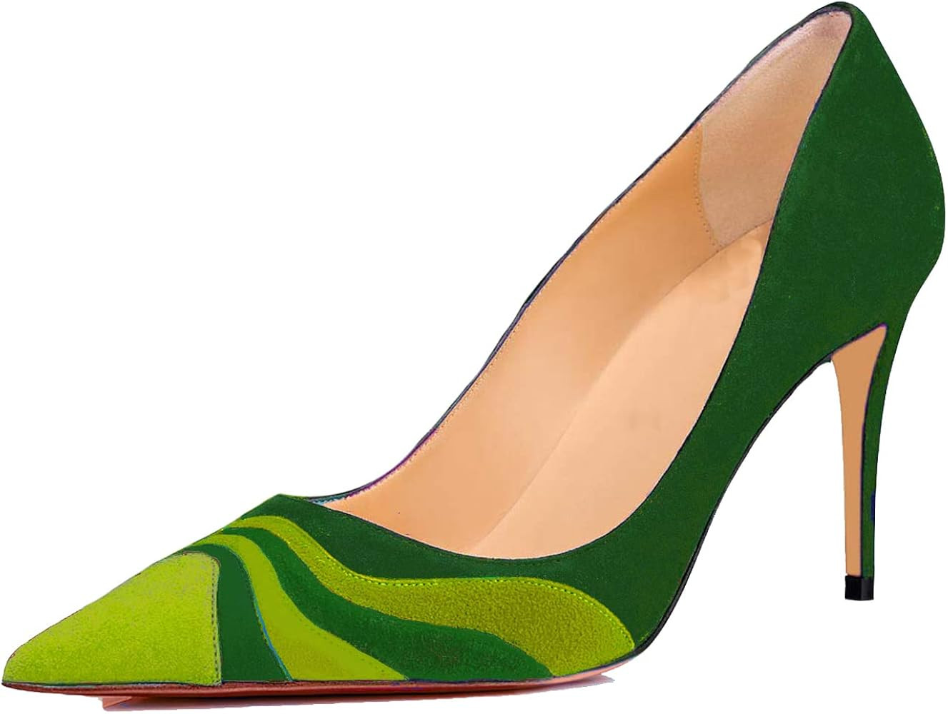 LEHOOR Women Rainbow Pointed Toe Kitten Heels Pumps Suede Stiletto, 3 inch High Heel Pumps Multic... | Amazon (US)